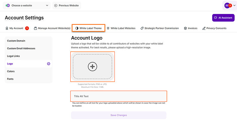 Personalize Your Account Logo