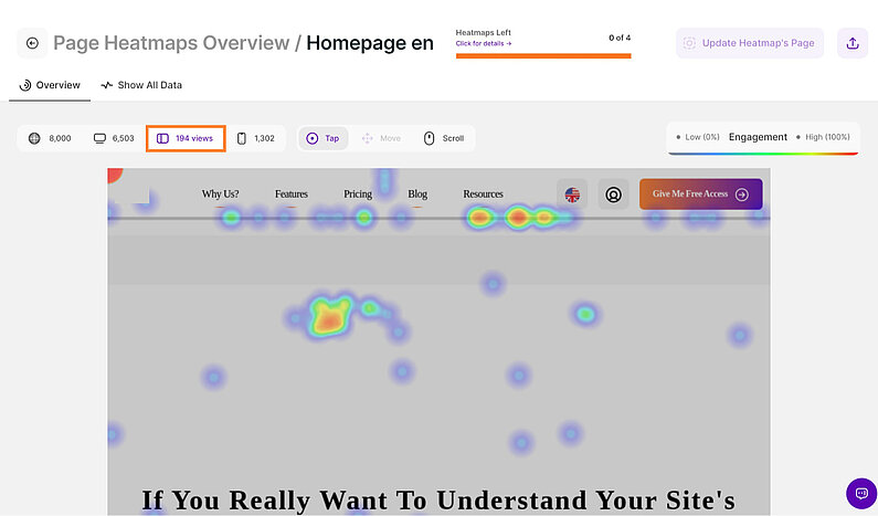 Tap Heatmap on Tablet