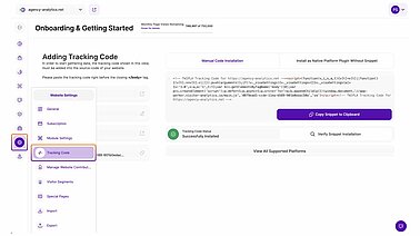 Website Settings Tracking Code