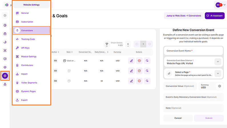 How to Define your Conversion Events