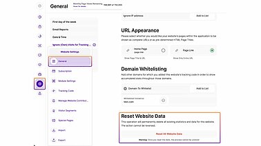 Website settings reset website data