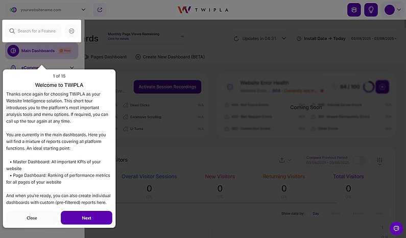 access main dashboards