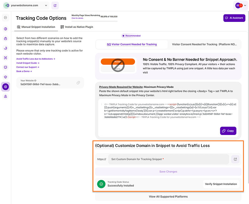Custom Domain Tracking Setup